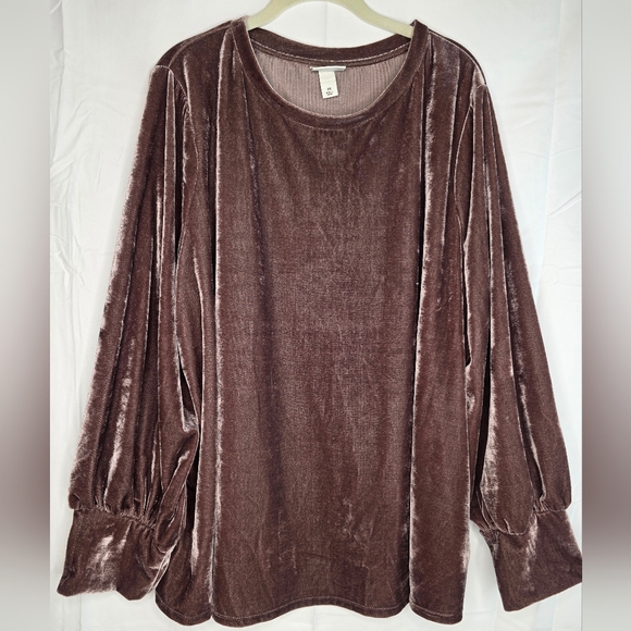 Ava & Viv 3X Blush Crushed Velour Pullover Stretch N-1760 - Picture 4 of 12